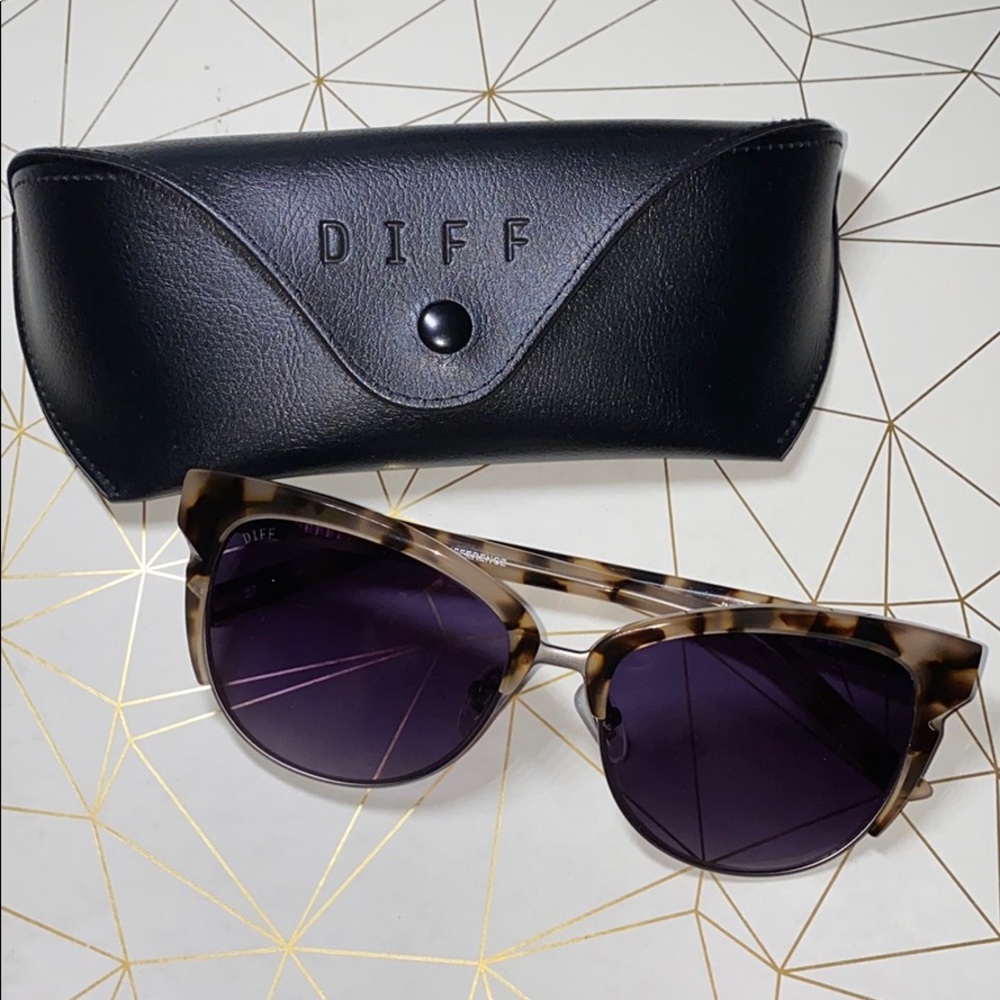 Diff Eyewear Tortoise Sunglasses with Purple Lenses